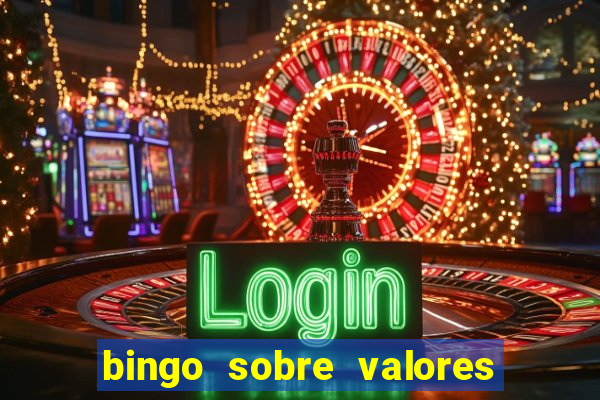 bingo sobre valores para imprimir